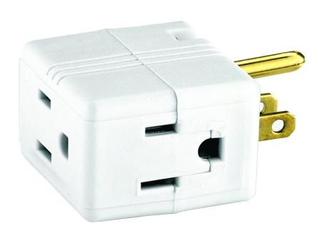 PLUG GROUNDED 3 OUTLET TAP CUBE WHITE 15A