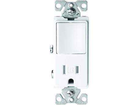 TAMPER RESISTANT RECEPTACLE/SWITCH COMBO DECORATOR WHITE