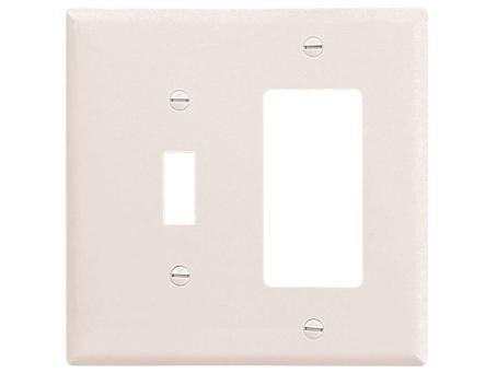 2 GANG DECORATOR TOGGLE COMBO PLATE WHITE