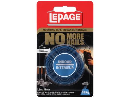 NO MORE NAILS CLEAR MOUNTING TAPE 35KG 1.5m x 19mm