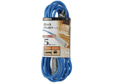 5m 16/3 BLOCK HEATER LIT 3-OUT EXTENSION CORD