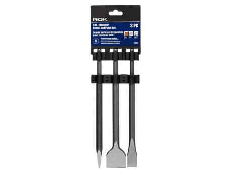 ROK 3pc SDS-PLUS HAMMER CHISEL AND POINT SET