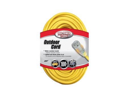 100' 12/3 OUTDOOR EXTENSION CORD w/SINGLE LIT END