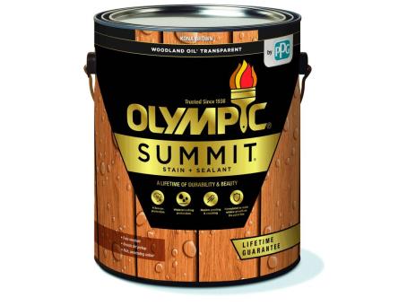 PPG OLYMPIC SUMMIT WOODLAND OIL SEMI-TRANSPARENT STAIN 3.78L-KONA BROWN