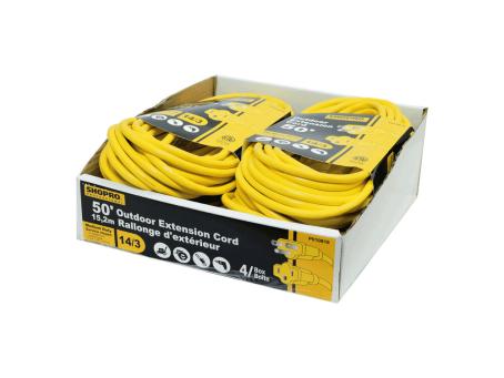 SHOPRO 50' 14/3 OUTDOOR EXTENSION CORD YELLOW